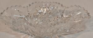 Antique American Brilliant Period Cut Glass Crystal Oval Bowl Sawtooth 1876-1916